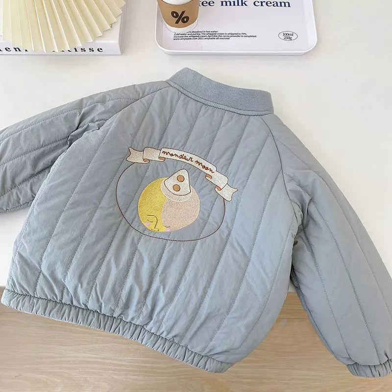 Toddler Baby Boy Girl Jackets Winter Autumn Long Sleeve Embroidery Fleece Cotton Kids Coats Outerwear Children Clothing