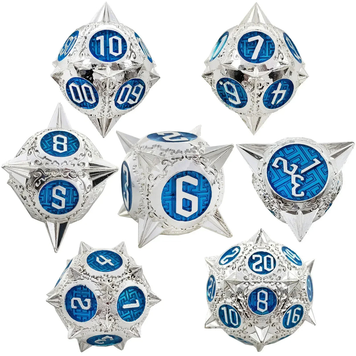 7pcs Solid Metal Dice Beautiful and Finely Crafted Number Dice Set for Dnd TRPG RPG Cthulhu Dice Running Team Desktop Decoration