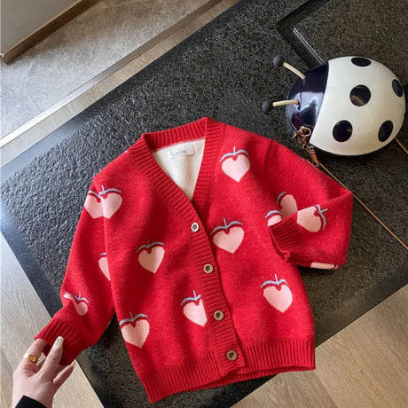 2022 Autumn Winter Girls Boys Fleece Knitting Sweaters Baby Kids Children Cardigan