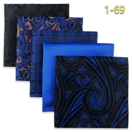 5 Pieces Assorted Mens Pocket Square Silk Handkerchief Set Colorful Large Accessories Gift Party