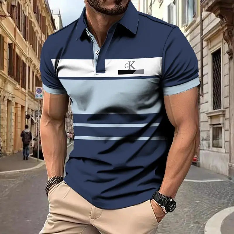 Striped Polo Shirt Men Polo Shirt Short Sleeve Top Casual Business Polo Shirt Men's Summer Clothing Quick Dry Fashion Polo Shirt