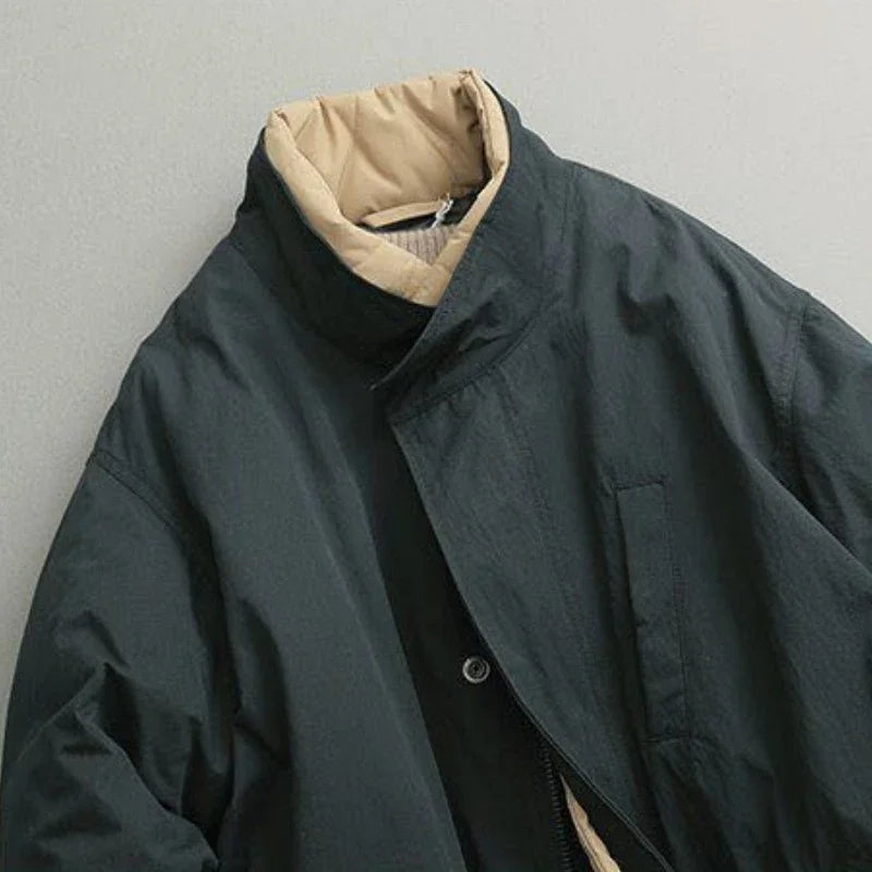 Plus Size Jacket New Winter Japanese Retro Long Jacket Army Green Coat Men Long Parka Coat Autumn Puffer Overcoat Jacket Men