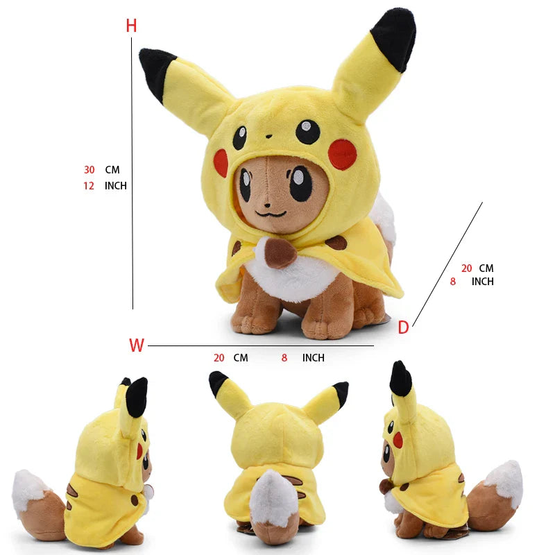 12 Inch Pikachu Cosplay Eevee Pokemon Weighted Plush Doll Soft Animal Hot Stuffed Toys Great Kawaii Gift Free Shipping