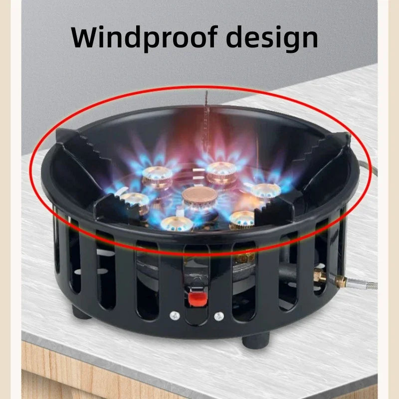 19800W Strong Fire Power Camping Stove Portable Tourist Gas Burner Windproof Outdoor Stoves Hiking Barbecue BBQ Cooking Cookware