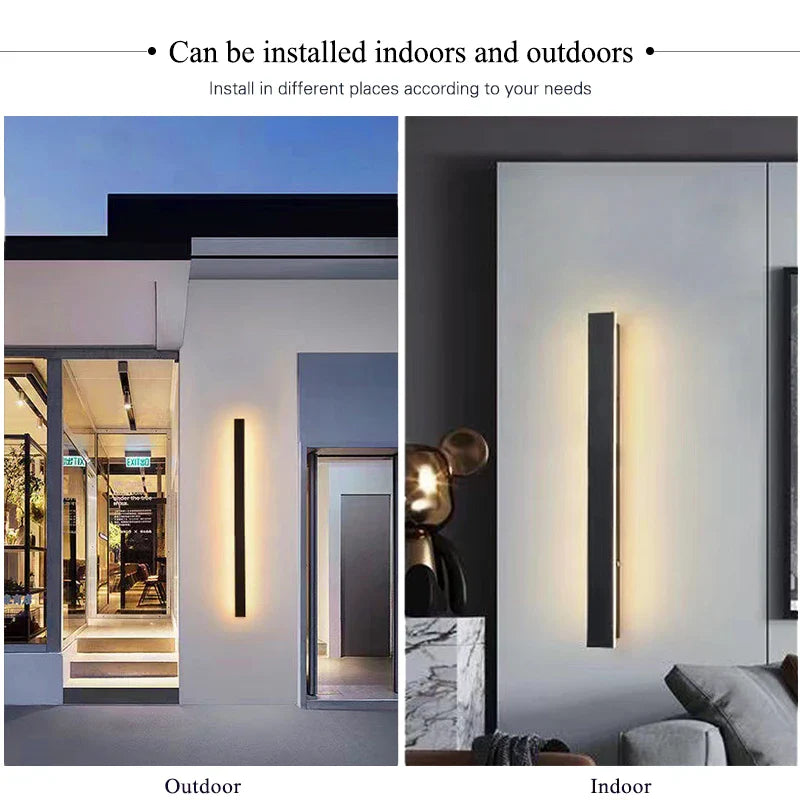 Modern Waterproof LED Outdoor Wall Lamp Long Strip IP65 Porch Lights Exquisite acrylic Light Source landscape architect