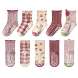 5 Pairs Children's Socks Cotton Non-slip Socks Floor Socks Cartoon Flowers Baby Socks Toddler Boy Girl Socks Kids Socks 0-12 Ys