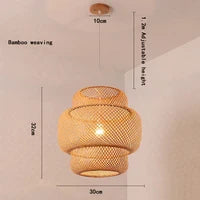 Classical Bamboo Weaving Chandelier Lamp Handmade Pendant Light Hanging LED Ceiling Fixtures Rattan Woven Home Bedroom Decors