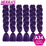 24inch Jumbo Braids Synthetic Hair For Box Braid Ombre Braiding Hair Extensions Three Tone Black Brown Blue Pink Mirra’s Mirror