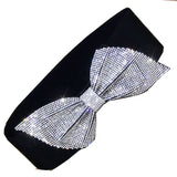 Diamond Glitter Bow Tie Waistbelt for Girls with Bowknot Rhinestone Wide Waist Belt for Dress Match Elastic Waist Seal