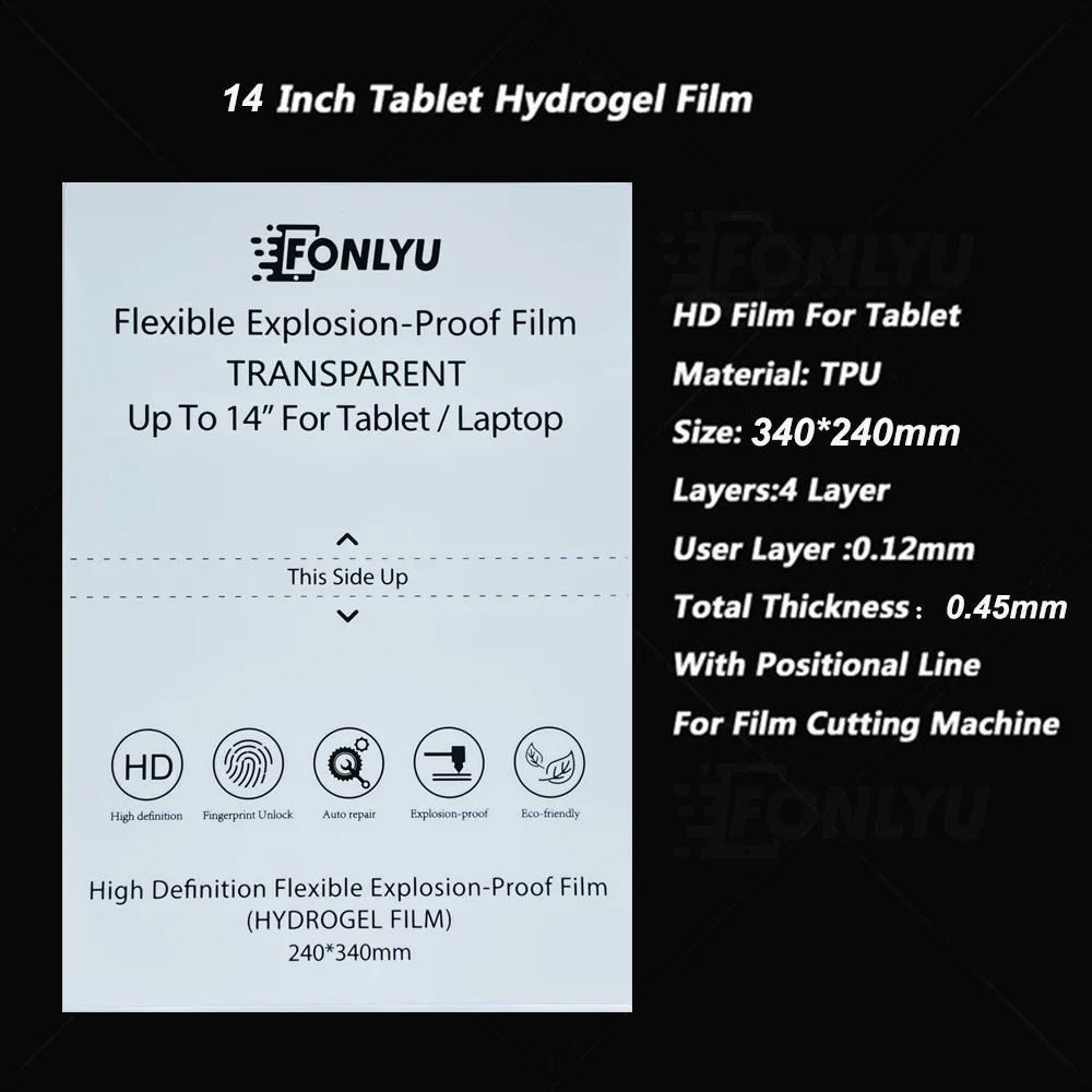 FONLYU 20PC TPU Hydrogel Film For iPad 9.7 10.5 Pro 11 12.9 14 Inch Tablet Laptop Front Screen Protector Cutting Machine Plotter