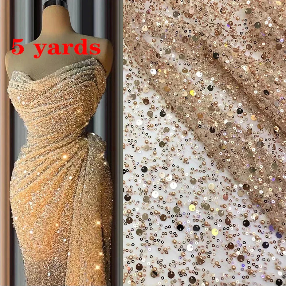 Luxury African Lace Fabric High Quality French Guipure Lace Fabric 2024 New Arrival Sequins Lace Fabric for Party ALC-ZJ112