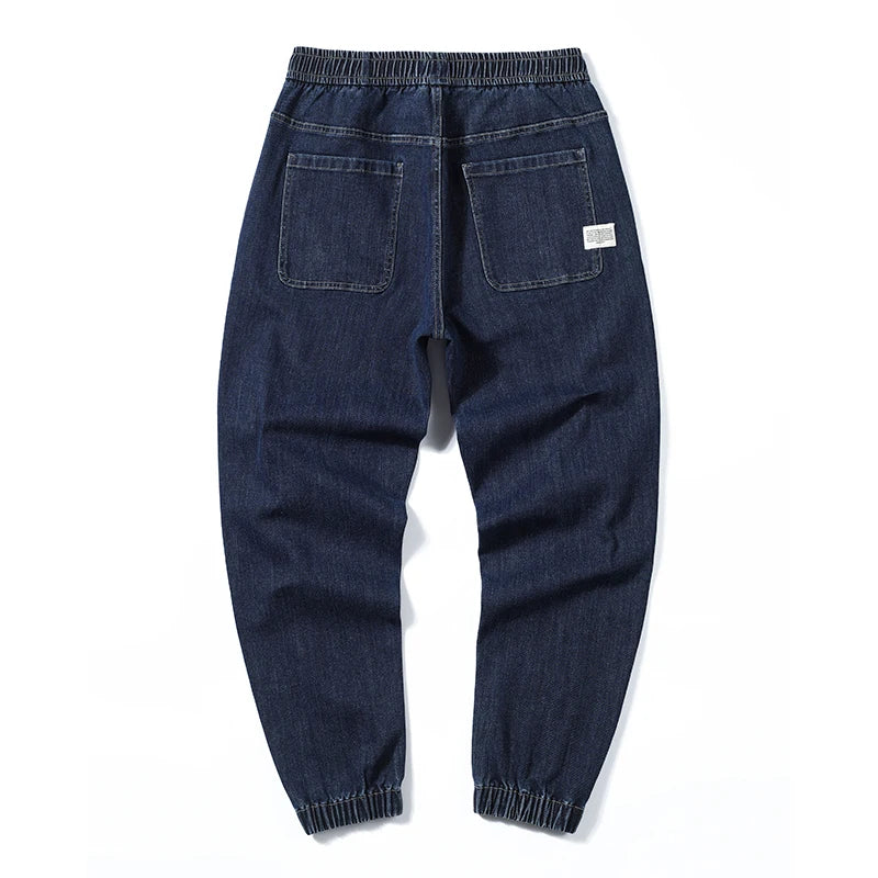 Jeans For Men Loose Fit Joggers Pants Oversize Baggy Pants Harem Wide Leg Elastic Waist Drawstring Male Denim Trousers Tapered