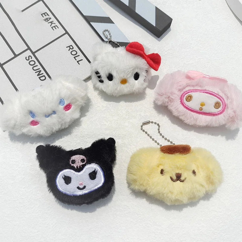 Hello Kitty Plush Toy Kawaii Sanrio Keychain Kuromi Keyring Doll Cinnamoroll Backpack Pendant Plushies Car Key Ring Kid Toy Gift