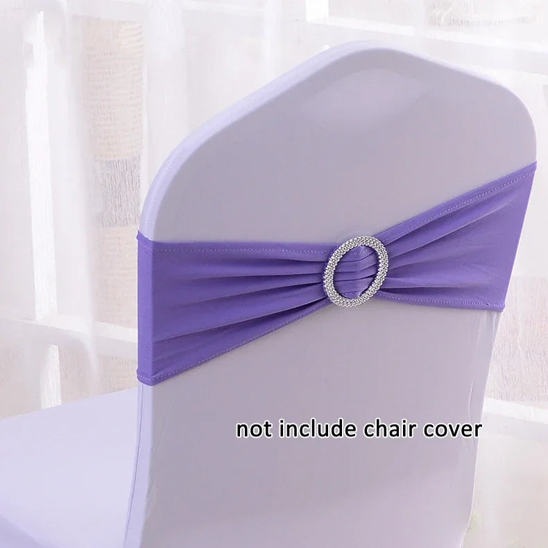 50pcs/lot Stretch Lycra Spandex Chair Covers Bands With Buckle Slider For Wedding Decorations Wholesale Chair Sashes Bow