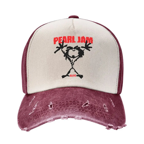 Baseball Cap Pearls Jam Rock Band Outfit for Men Women Vintage Distressed Denim Casquette Dad Hat