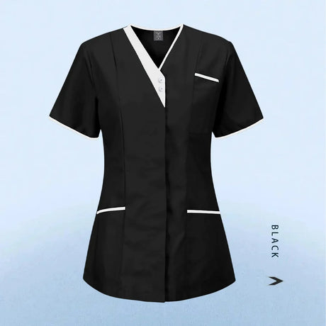 Nursing Scrubs Uniform Women Medical Tops Short Sleeve Surgical Uniform Pet Shop Beauty Salon Work Uniform Blouse Costume Shirts