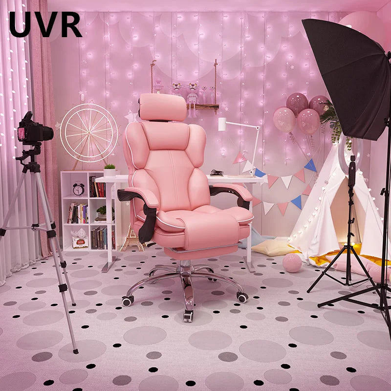 UVR Computer Chair Home Gaming Sofa Chair Long-term Comfortable Office Seat Live Girl Backrest Adjustment Chair With Pedal