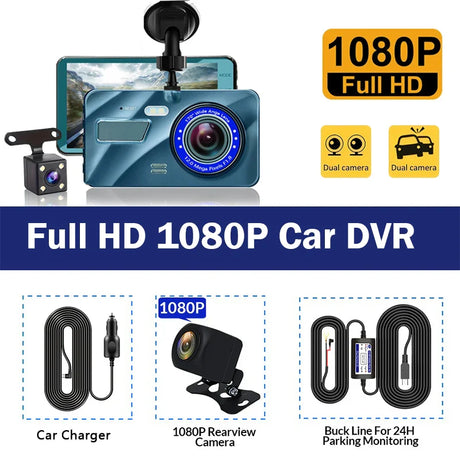 Car DVR 2 Cameras  4.0 Inches Dash Cam Car Video Recorder Auto Registrator Dvrs Dash Cam with Dual Ways Cameras car accessories