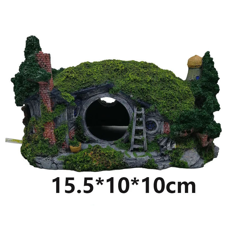 Aquarium Decoration Grass House Resin Cave Fish And Shrimp Hiding House Landscaping Fish Tank Decoration Accessories