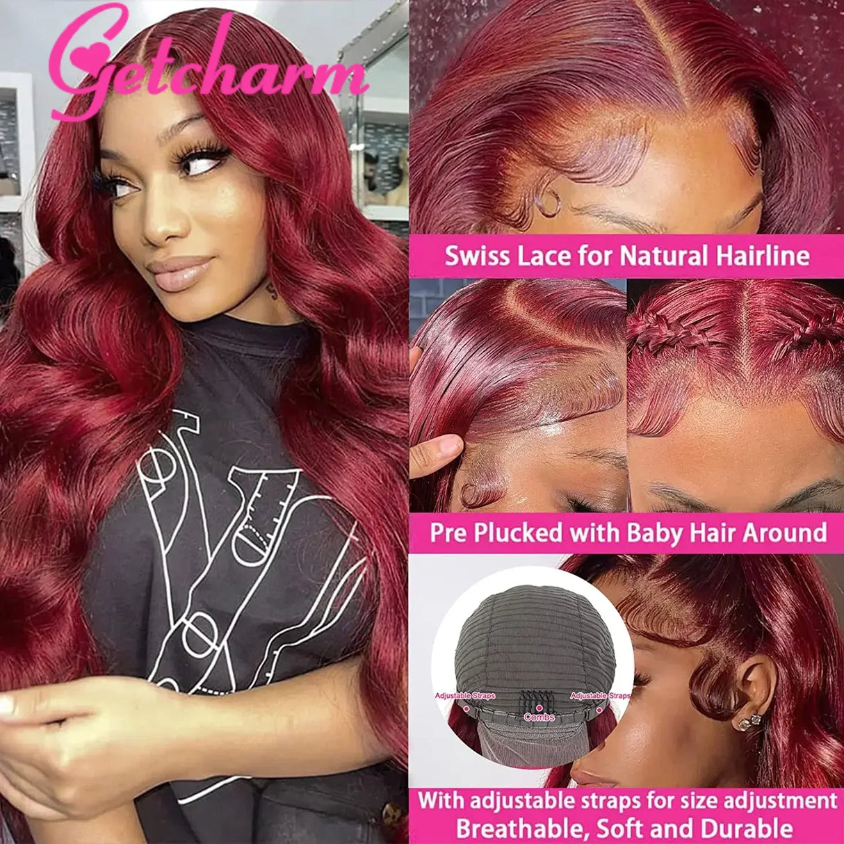 Burgundy Body Wave Lace Front Wig 13X4 13x6 Hd Lace Fronal Wig Red 99J Closure 5X5 Glueless Wig Lace Front Human Hair Wigs