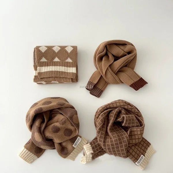 Kids Plaids Scarf New Autumn Winter Boys and Girls Knitting Stripe Scarf Children's Wool Kids Neck Kerchief Dot Twist Scarves