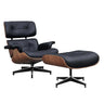 US Inventory Modern Living Room Lounge Chairs Arm Chair with Ottoman Stool Genuine Leather