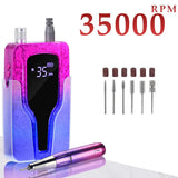 35000RPM Electric Nail Drill Machine Rechargeable Nail Sander LED Display Gel Remover Set Portable Nail Polisher Equipments