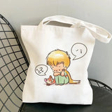 Fashion Trend Cartoon Print Canvas Tote Bag Korea Shopping Bag Ladies Daily Versatile Shoulder Bag Little Prince Pattern Handbag