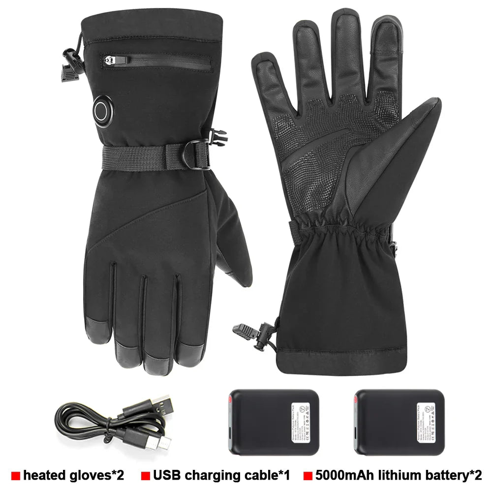 2023 Heated Motorcycle Gloves Guantes Moto USB Electric Heating Gloves Warmer Thermal Biker Motorcyclist Riding Gloves Winter