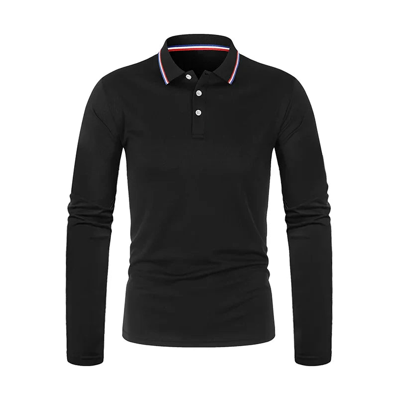 Spring Autumn Men Casual Solid Breathable Pure Cotton Polo Shirt Brand Fashion Male Business High Quality Long Sleeve T-Shirt