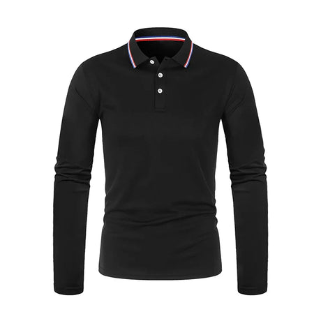 Spring Autumn Men Casual Solid Breathable Pure Cotton Polo Shirt Brand Fashion Male Business High Quality Long Sleeve T-Shirt