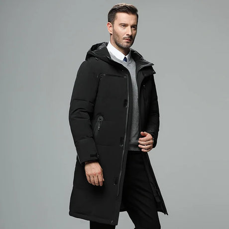 Men Long Duck Down Coats New Winter Hooded Casual Down Jackets High Quality Male Outdoor Windproof Warm Jackets Mens Clothing