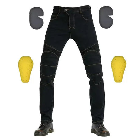 Men Jeans Embroidery Motorcycle Pants Pantalon Motocross Belt Protective Gear Motorcycle Driver's License Test Motos Jeans