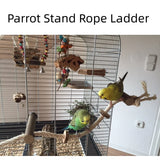 Pet Parrot Wooden Perch Stand Hanging Climbing Hammock Swing Standing Training Toys Bird Cage Wood Branch Stand Cage Accessories