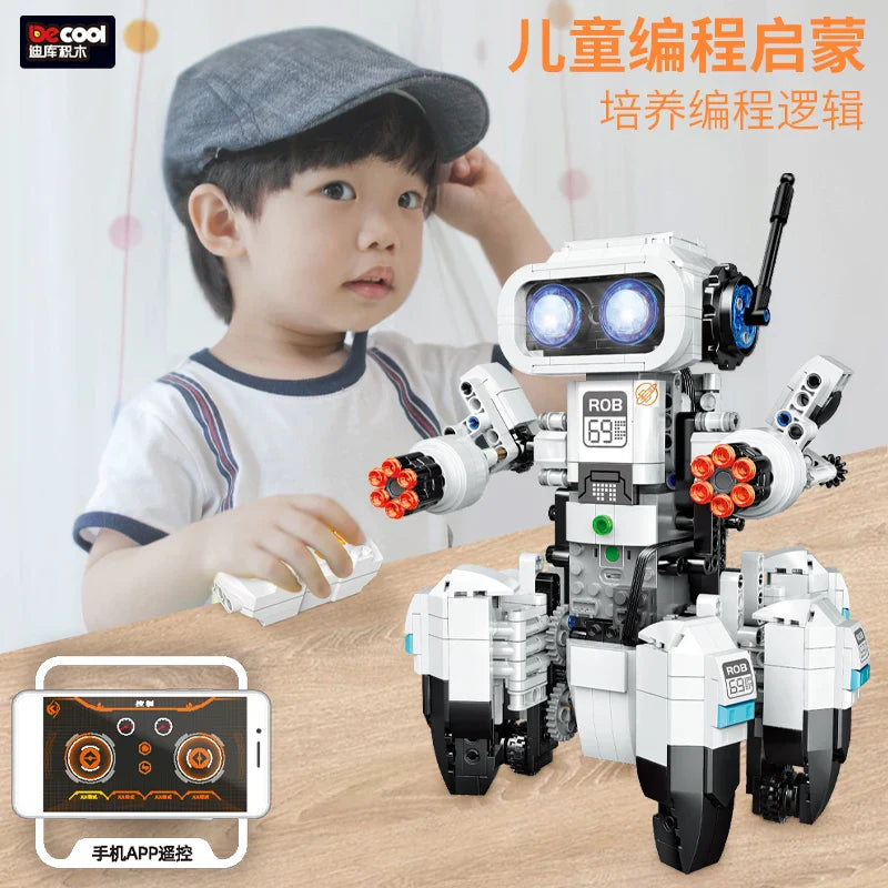 Decool High Tech 3902 Programmable APP Remote Control Robot Model With Light Building Bricks DIY Education Toys Christmas Gifts