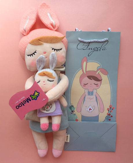 Metoo Doll Stuffed Toys Kawaii Mother and Kid 2 Piece Angela Plush Sleeping Toys For Girls Newborn Baby Christmas Birthday Gift