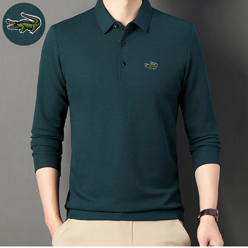 New Summer Brand Embroidered Polo Shirt Men Hot High Quality Men's Long Sleeve Breathable Top Business Casual Polo-shirt for Men