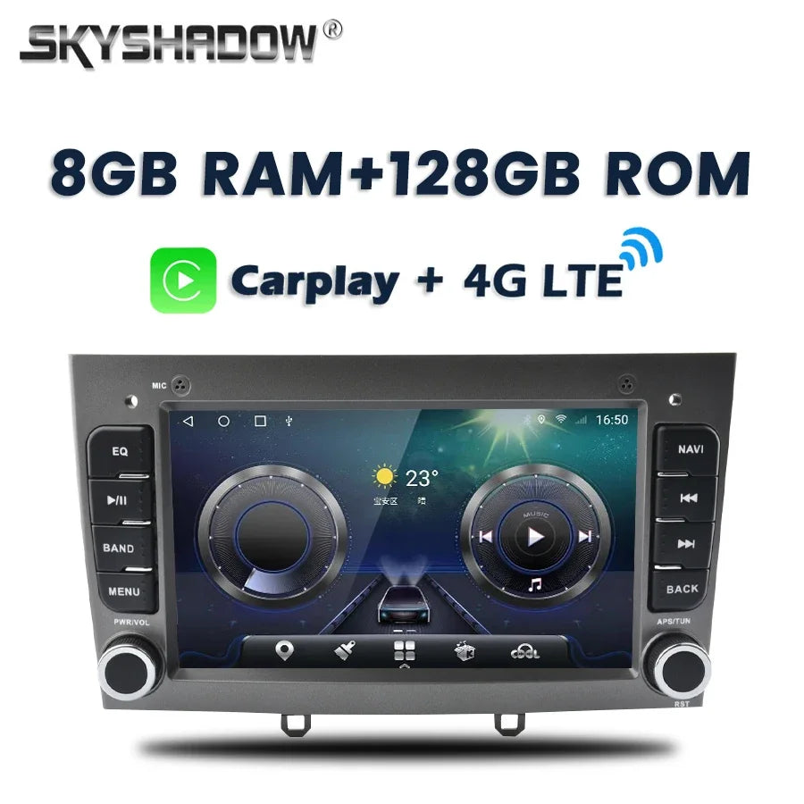 8G+128G Carplay Auto Android 11.0 IPS DSP LTE Car DVD Player GPS Map WIFI Bluetooth RDS Radio For PEUGEOT PG 308 408 2007 -2010