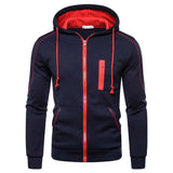 Men's Zip Up Jackets Color Matching Casual Hoodies Running Hiking Sportswear Spring Autumn Fleece Multiple Pockets Sweatshirts