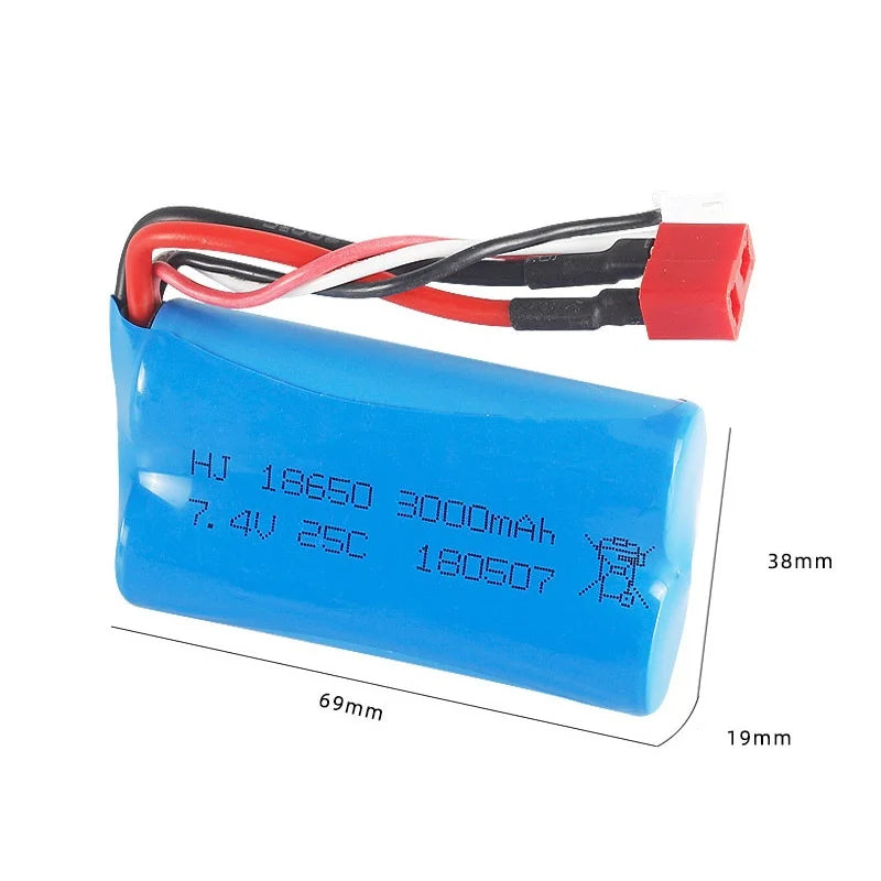 7.4V 3000mAh 18650 Lipo Battery for Wltoys 10428 /12428/12423 RC Car Parts 2s 7.4v battery For Wltoys 144001 A959-B A969-B Q46