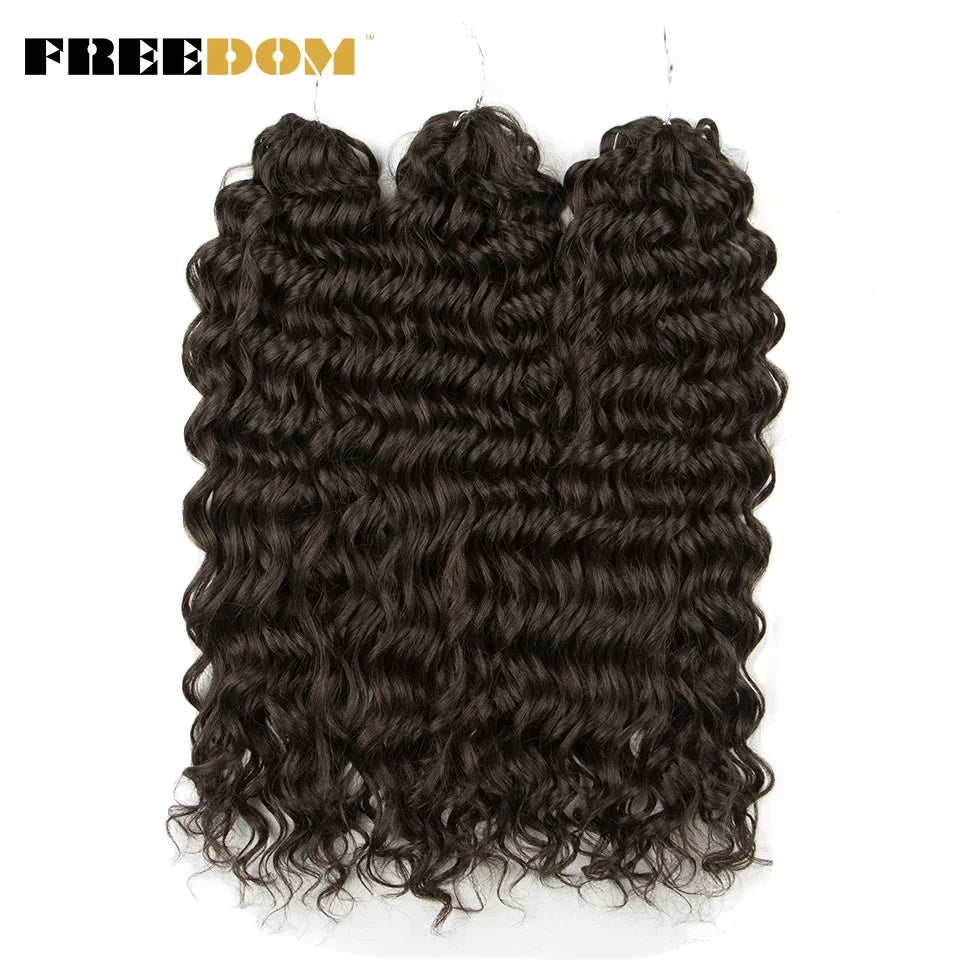 FREEDOM Synthetic Deep Wavy Twist Crochet Hair Afro Curly Hair Crochet Braids Hair Extensions For Women High Temperature Fiber