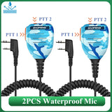 2PCS Baofeng Walkie Talkie Speaker Mic Waterproof PTT Microphone For UV-5RH DM-1701 UV-17 UV-K5 UV-K6 UV18 Pro Radio Accessories