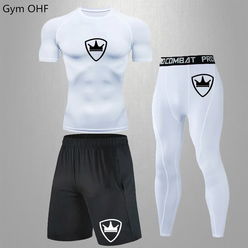 MMA rashgard Men's Sports Suit male Quick drying Sportswear Compression Clothing Fitness Training kit Thermal Underwear legging