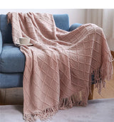 Boho Woven Throw Blanket with Tassels Jacquard Textured Boho Summer Cozy Farmhouse Throw Blankets Manta Para Sofá Yellow Khaki