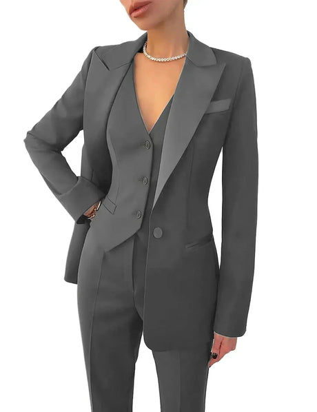 3 Pieces Women Suit Set Lapel Blazer Business Jacket+Vest+Pants Office Lady Pantsuits Formal Single Breasted Party Prom Dress