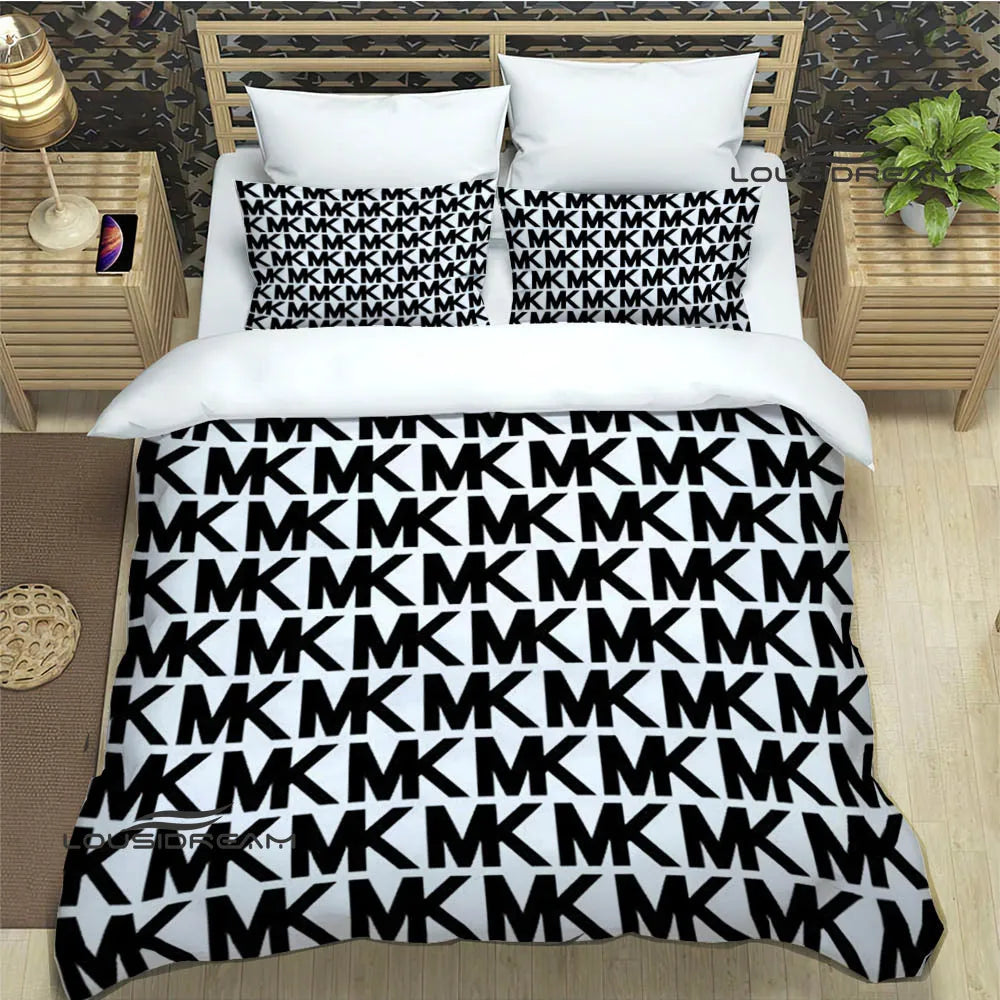 M-Michael-Kors logo printed Bedding Sets exquisite supplies set duvet cover bed comforter set bedding set luxury birthday gift