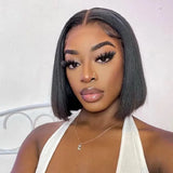 Malaysian Straight Short Bob 13x4 Lace Frontal Wig Pre Plucked Bone Straight Lace Front Human Hair Wigs For Women