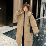 Winter Women Parka 2023 New Long Straight Down Cotton Coat Hooded Korean Loose Puffer Jacket Fashion Female Warm Parkas Outwear