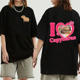 Funny Animals Capybara Cartoon Print T Shirt WomenMen Cotton Plus Size Tops T-shirt Y2k Unisex Fashion Harajuku Tees