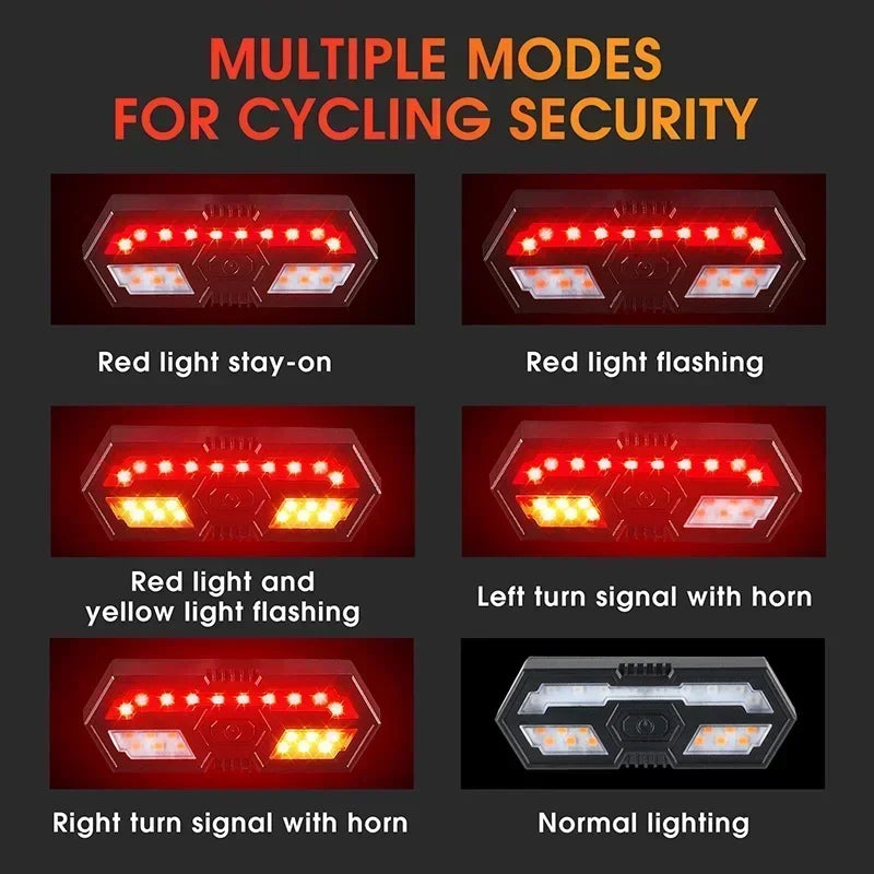 120dB Bicycle Horn Taillight with Turn Signal Bike Wireless Remote Control Rear Light Waterproof MTB Rear Lamp Cycling Accessory